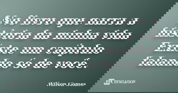 No livro que narra a història da minha vida Existe um capítulo falando só de você.... Frase de Wilson Gomes.