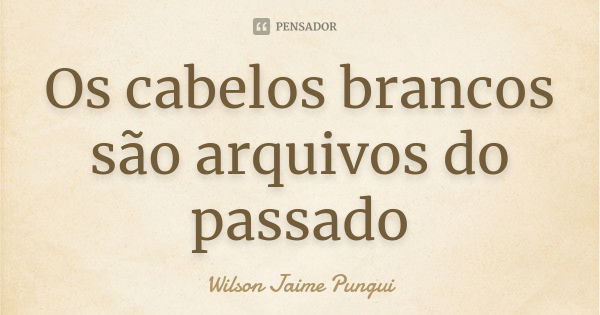 Os cabelos brancos são arquivos do passado... Frase de Wilson Jaime Pungui.