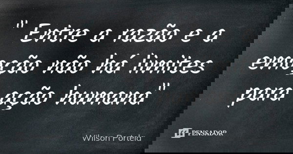 " Entre a razão e a emoção não há limites para ação humana"... Frase de Wilson Portela.