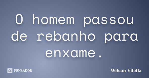 O homem passou de rebanho para enxame.... Frase de Wilson Vilella.