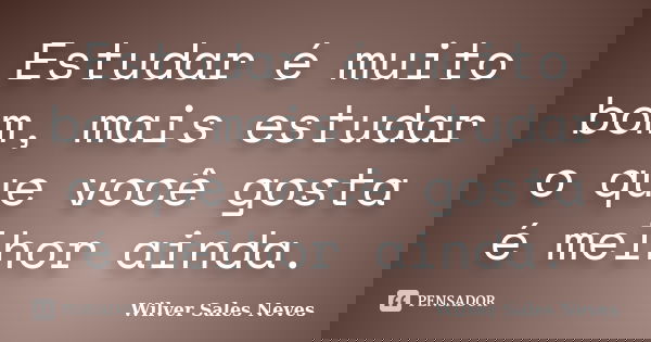 Estudar é muito bom, mais estudar o que você gosta é melhor ainda.... Frase de Wilver Sales Neves.