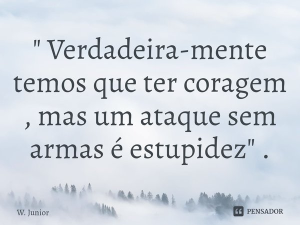 ⁠" Verdadeira-mente temos que ter coragem ,mas um ataque sem armas é estupidez " .... Frase de W. Junior.