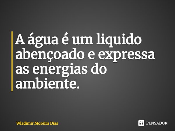 ⁠A água é um liquido abençoado e expressa as energias do ambiente.... Frase de Wladimir moreira Dias.
