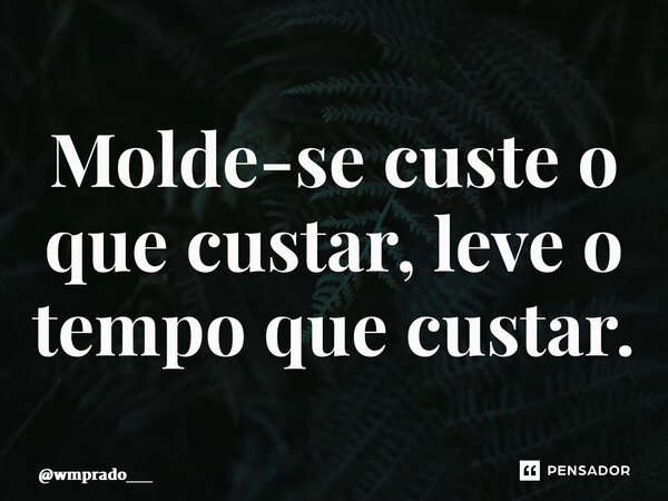⁠Molde-se custe o que custar, leve o tempo que custar.... Frase de wmprado__.