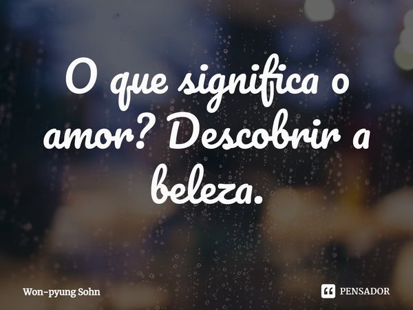 O que significa o amor? Descobrir a beleza.... Frase de Won-pyung Sohn.