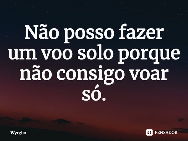 ⁠Não posso fazer um voo solo porque não consigo voar só.... Frase de Wyrgho.