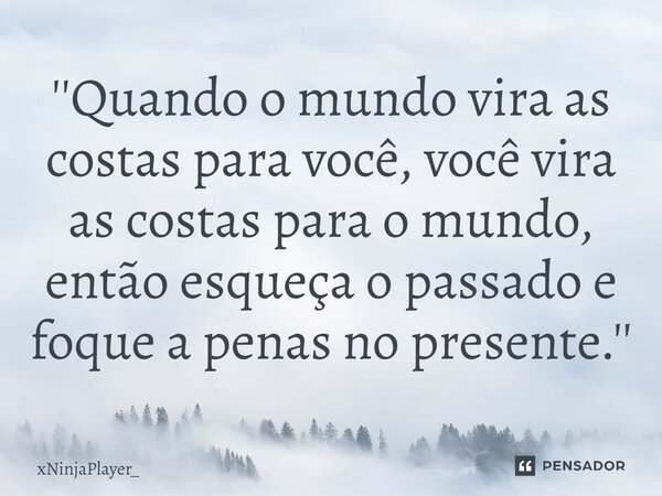 ''Quando o mundo vira as costas para você, ⁠você vira as costas para o mundo, então esqueça o passado e foque a penas no presente.''... Frase de xNinjaPlayer_.