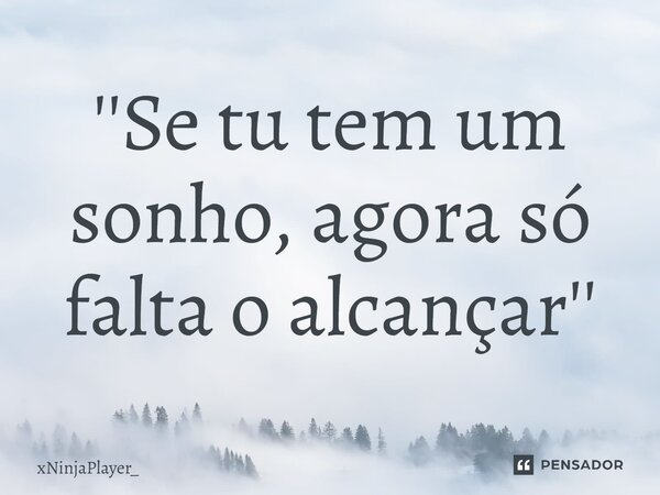 ''Se tu tem um sonho, agora só falta o alcançar⁠''... Frase de xNinjaPlayer_.