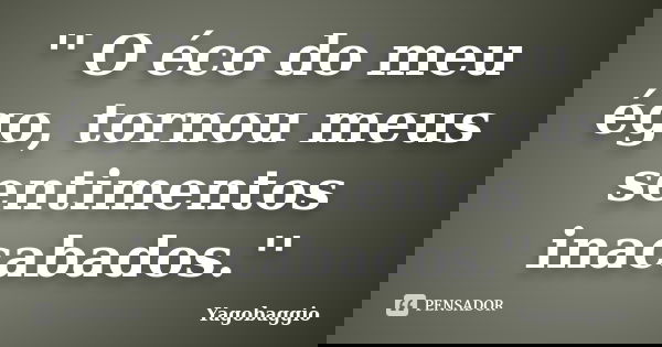 '' O éco do meu égo, tornou meus sentimentos inacabados.''... Frase de YagoBaggio.