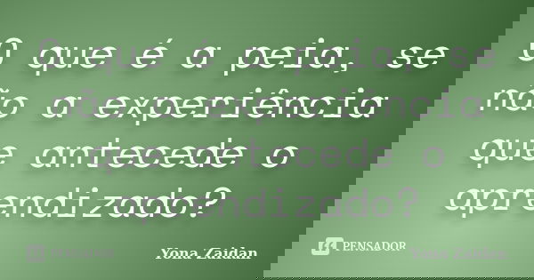 O que é a peia, se não a experiência que antecede o aprendizado?... Frase de Yona Zaidan.