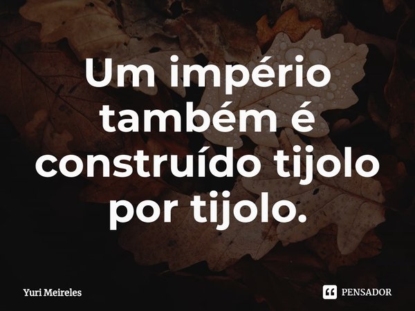 ⁠Um império também é construído tijolo por tijolo.... Frase de Yuri Meireles.