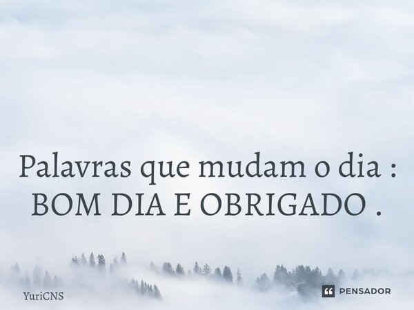 ⁠ Palavras que mudam o dia : BOM DIA E OBRIGADO .... Frase de YuriCNS.