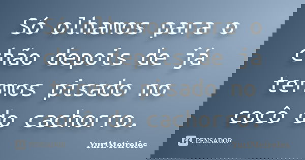 Só olhamos para o chão depois de já termos pisado no cocô do cachorro.... Frase de YuriMeireles.