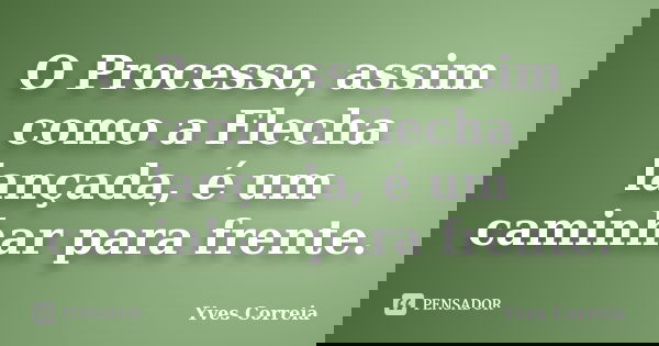 O Processo, assim como a Flecha lançada, é um caminhar para frente.... Frase de Yves Correia.