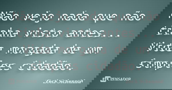 Não vejo nada que não tinha visto antes... Vida morgada de um simples cidadão.... Frase de Zeck Schennid.
