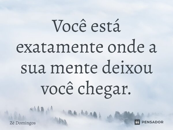 ⁠Você está exatamente onde a sua mente deixou você chegar.... Frase de Zé Domingos.