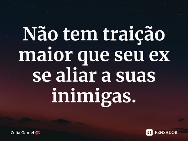 Não tem traição maior que seu ex se aliar a suas inimigas.⁠... Frase de Zelia Gamel.