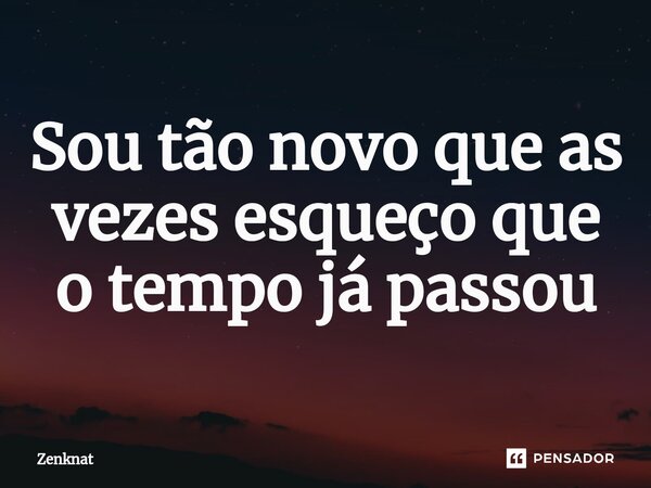 ⁠Sou tão novo que as vezes esqueço que o tempo já passou... Frase de Zenknat.