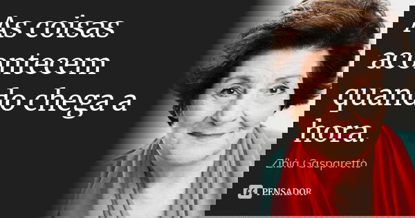 As coisas acontecem quando chega a hora.... Frase de Zibia Gasparetto.