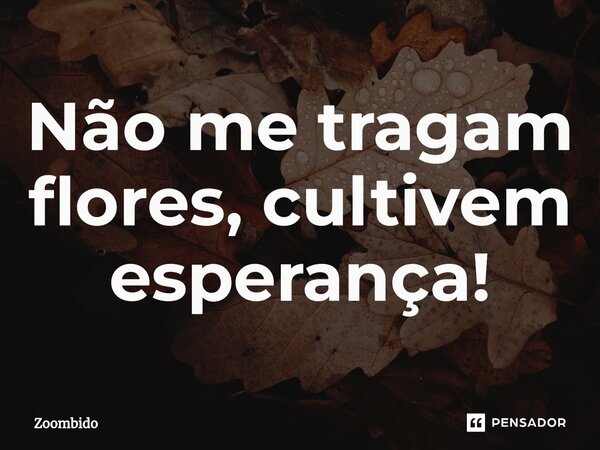 ⁠Não me tragam flores, cultivem esperança!... Frase de Zoombido.