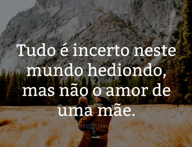 Tudo é incerto neste mundo hediondo, mas não o amor de uma mãe. James Joyce