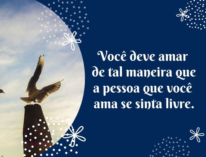 Você deve amar de tal maneira que a pessoa que você ama se sinta livre. Thich Nhat Hanh