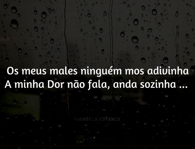 Os meus males ninguém mos adivinha ... A minha Dor não fala, anda sozinha ... Florbela Espanca
