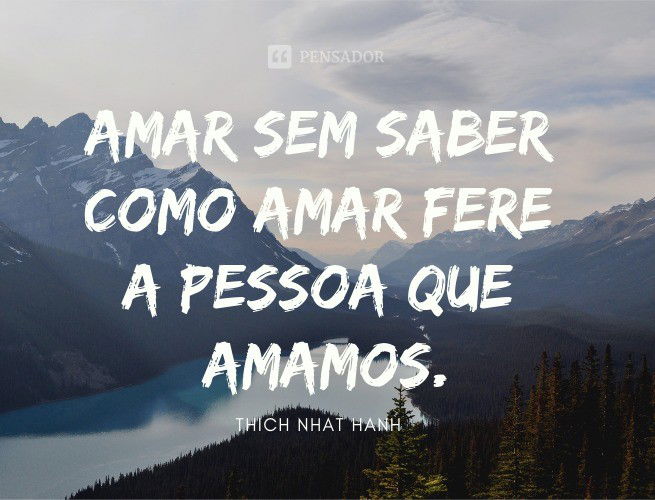 Amar sem saber como amar fere a pessoa que amamos. Thich Nhat Hanh
