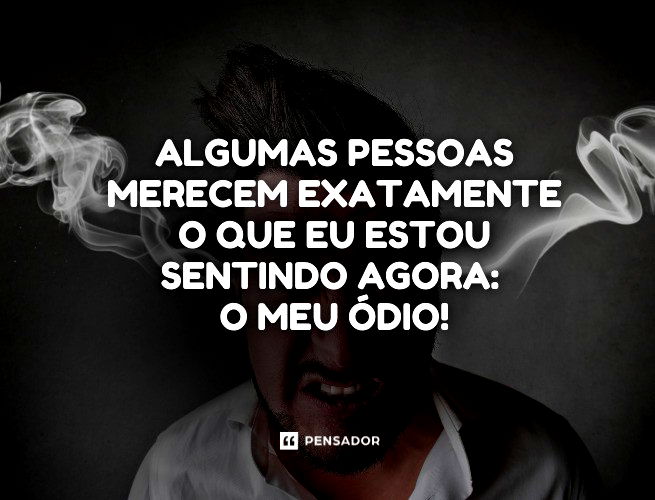 Algumas pessoas merecem exatamente o que eu estou sentindo agora: o meu ódio!