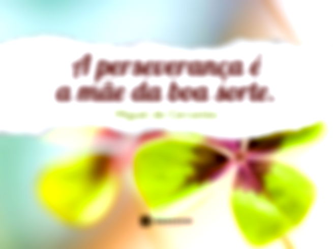 A perseverança é a mãe da boa sorte.Miguel de Cervantes