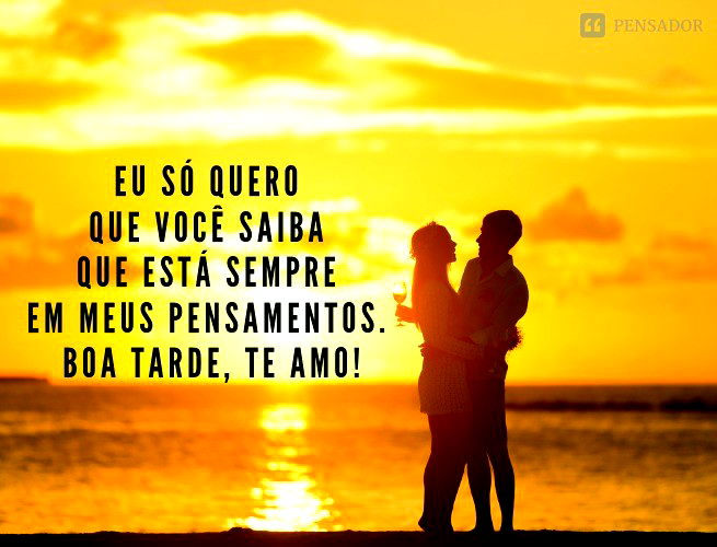 Eu só quero que você saiba que está sempre em meus pensamentos. Boa tarde, te amo!
