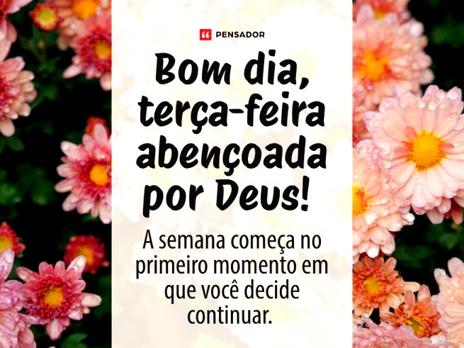 Bom dia, ter&ccedil;a-feira aben&ccedil;oada por Deus! A semana come&ccedil;a no primeiro momento em que voc&ecirc; decide continuar.