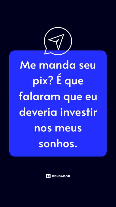 Texto em balão de fala para simular uma conversa na DM do Instagram.