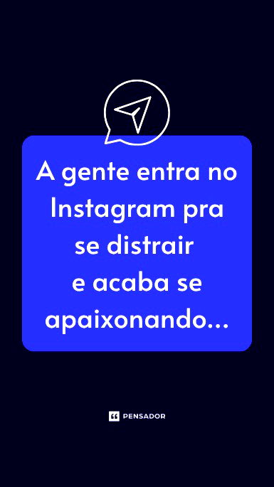 Texto em balão de fala para simular uma conversa na DM do Instagram.