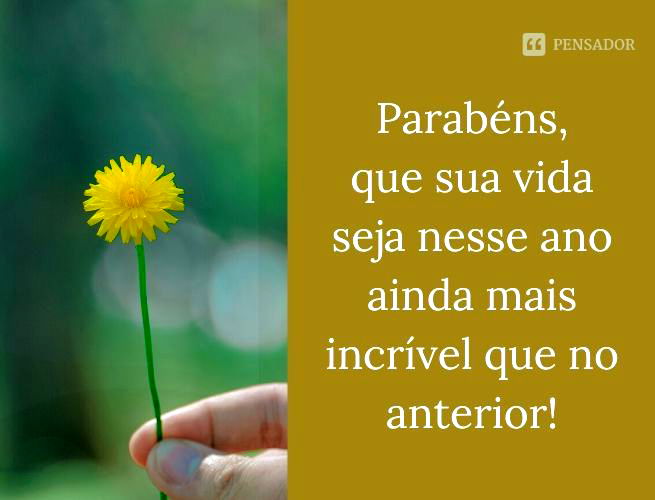 Parabéns, que sua vida seja nesse ano ainda mais incrível que no anterior!