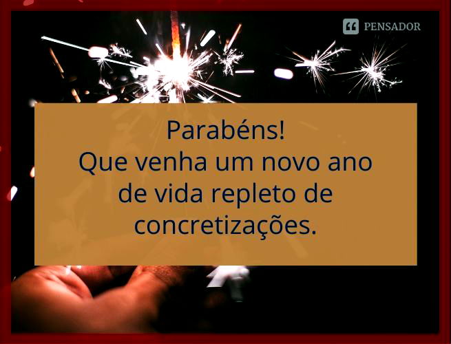 Parabéns! Que venha um novo ano de vida repleto de concretizações.