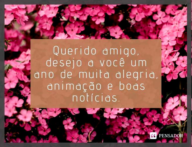 Querido amigo, desejo a você um ano de muita alegria, animação e boas notícias.