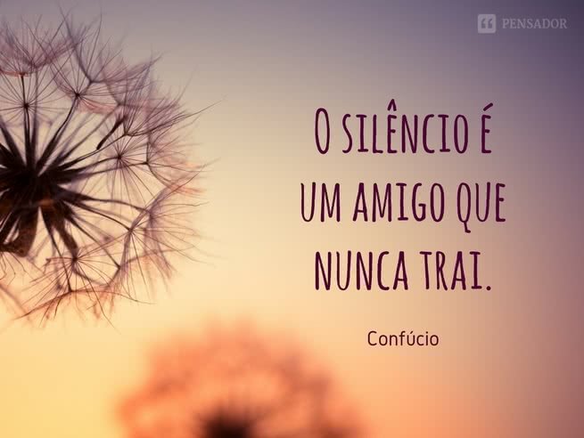 O silêncio é um amigo que nunca trai.  Confúcio