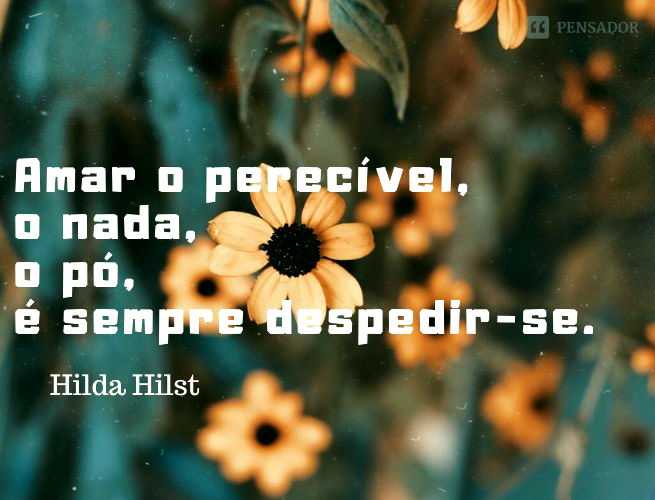 Amar o perecível, o nada, o pó, é sempre despedir-se.