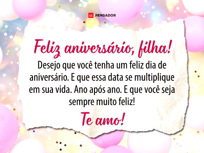 Feliz aniversário minha filha querida