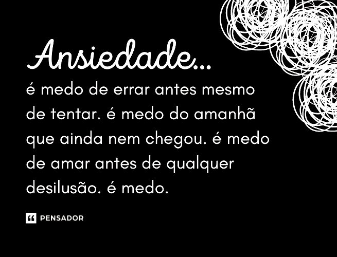 Fundo preto e texto escrito na cor branca, com três espirais brancas no canto superior direito.