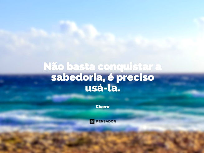 Não basta conquistar a sabedoria, é preciso usá-la.