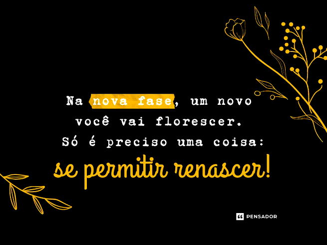 Fundo preto com fonte manuscrita e desenhos de flores.