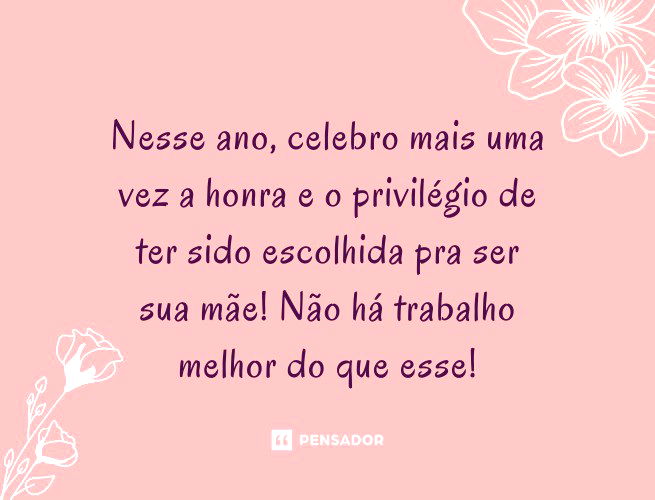 Fundo rosa com desenhos de flores nos cantos.