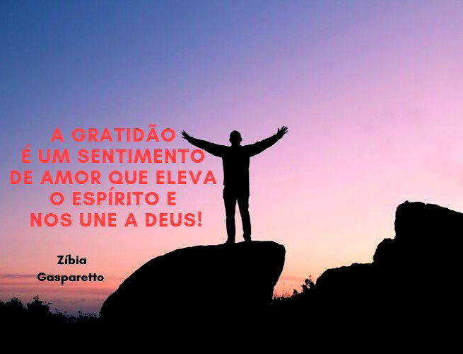 A gratidão é um sentimento de amor que eleva o espírito e nos une a Deus.