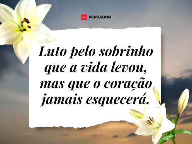 Luto pelo sobrinho que a vida levou, mas que o coração jamais esquecerá.