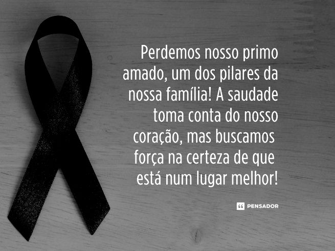 Imagem de luto para primo com fundo preto e uma fita preta na parte esquerda.