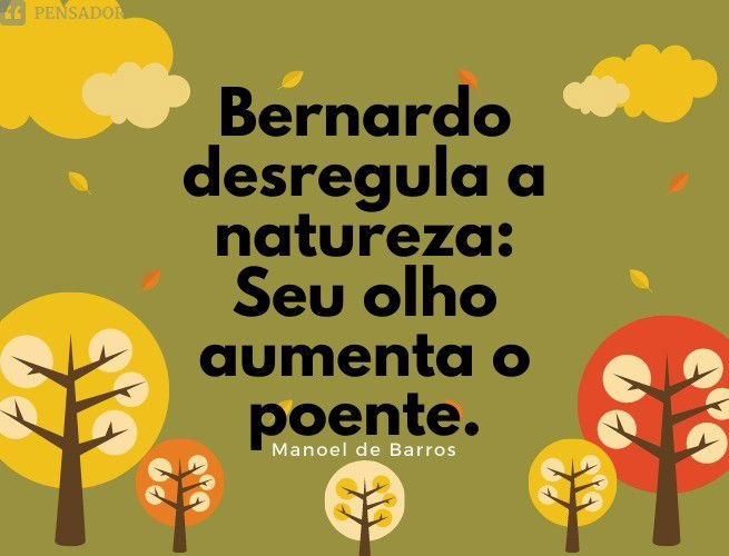 Bernardo desregula a natureza: Seu olho aumenta o poente.