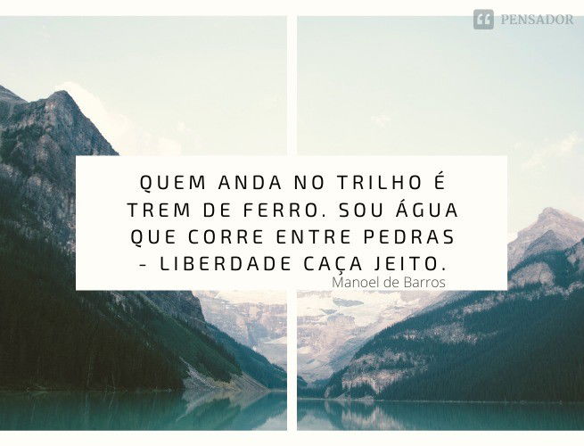 Quem anda no trilho é trem de ferro. Sou água que corre entre pedras - liberdade caça jeito.