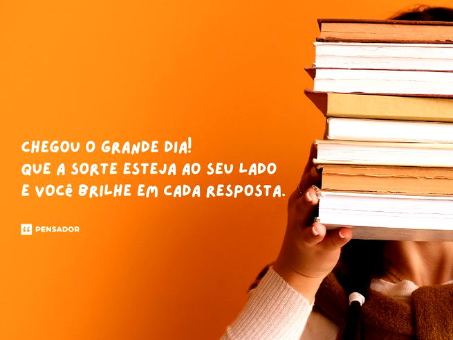 Chegou o grande dia! Que a sorte esteja ao seu lado e você brilhe em cada resposta. Estamos na torcida!